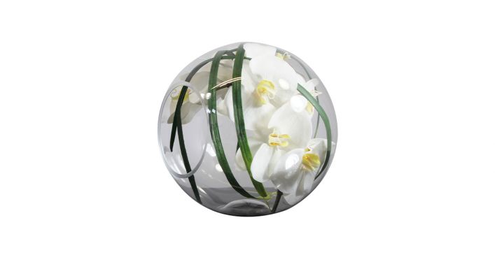 10" Orchid Bowl with Grass White
