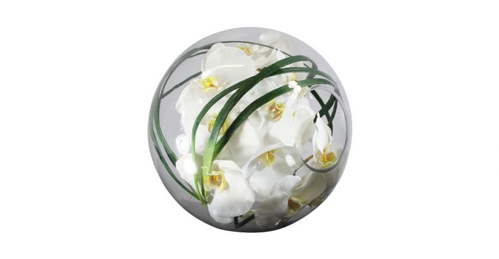 12" Orchid Bowl with Grass White