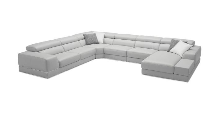 Bergamo Extended Sectional Sofa Light Gray