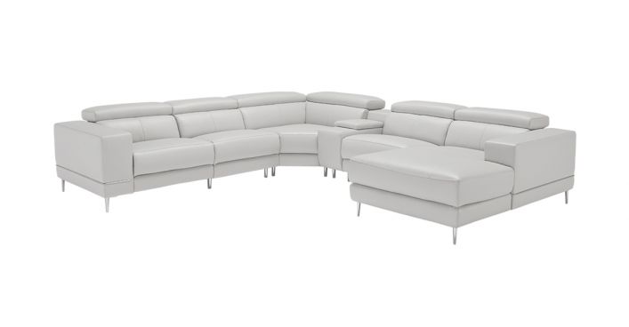 Bergamo Motion Extended Sectional Sofa Light Gray