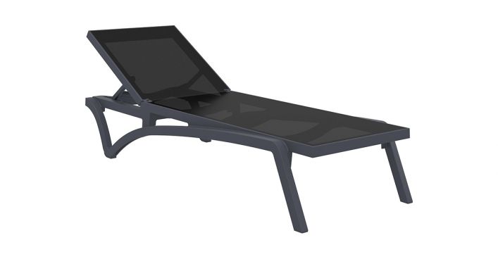Mykonos Outdoor Deckchair Set of 2 Dark Gray Black