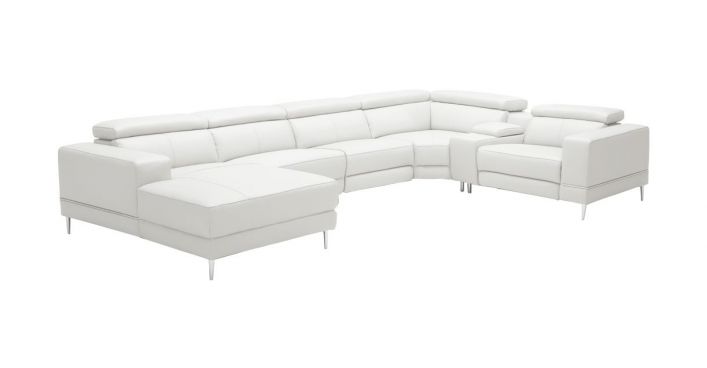 Reverse Bergamo Motion Extended Sectional Sofa White