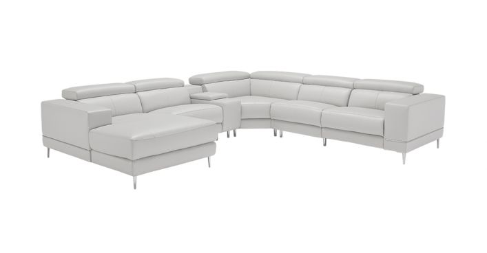 Reverse Bergamo Motion Extended Sectional Sofa Light Gray